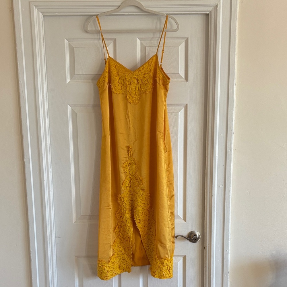 Never Fully Dressed Yellow Lace Slip Dress